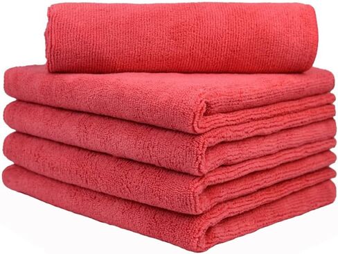 CARCAREZ All-Purpose Microfiber Terry Cleaning Towels - Commercial Grade, Highly Absorbent, Lint-Free, Streak-Free, Kitchens, Bathrooms, Offices, 380gsm, 16in x 16in (Green, 6) in Saudi Arabia