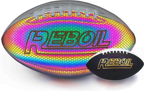 REBOIL Holographic Glowing Reflective Football (Size 7 Kids & Youth, Size 9 Junior & Pro) –Light Up with Camera Flash–Advance Reflective Composite Leather - HoloHoops Gifts Toys for Girls & Boys in Saudi Arabia