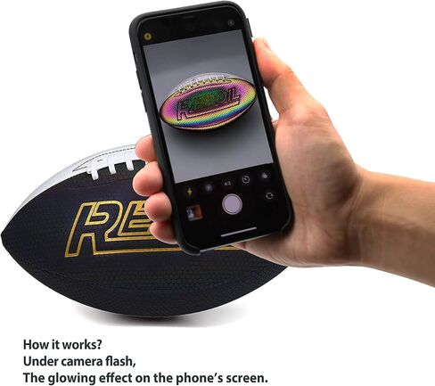 REBOIL Holographic Glowing Reflective Football (Size 7 Kids & Youth, Size 9 Junior & Pro) –Light Up with Camera Flash–Advance Reflective Composite Leather - HoloHoops Gifts Toys for Girls & Boys in Saudi Arabia