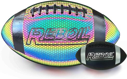 REBOIL Holographic Glowing Reflective Football (Size 7 Kids & Youth, Size 9 Junior & Pro) –Light Up with Camera Flash–Advance Reflective Composite Leather - HoloHoops Gifts Toys for Girls & Boys in Saudi Arabia