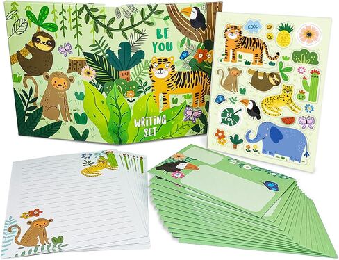 Paper Master Lined Stationary Paper and Envelopes Set for Kids Safari Animal Stationary Set with Lined Letter Writing Paper 30 Sheets + 20 Envelopes, 8.3 x 5.9 Inch of Each Stationary Paper in Saudi Arabia