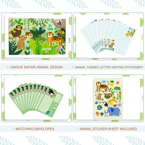 Paper Master Lined Stationary Paper and Envelopes Set for Kids Safari Animal Stationary Set with Lined Letter Writing Paper 30 Sheets + 20 Envelopes, 8.3 x 5.9 Inch of Each Stationary Paper in Saudi Arabia