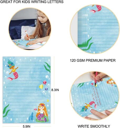 Paper Master Lined Stationary Paper and Envelopes Set for Kids Safari Animal Stationary Set with Lined Letter Writing Paper 30 Sheets + 20 Envelopes, 8.3 x 5.9 Inch of Each Stationary Paper in Kuwait