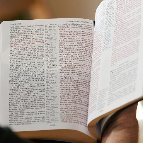 NKJV Holy Bible, Giant Print Center-Column Reference Bible, Black Leather-look, Thumb Indexed, 72,000+ Cross References, Red Letter, Comfort Print: New King James Version in Saudi Arabia