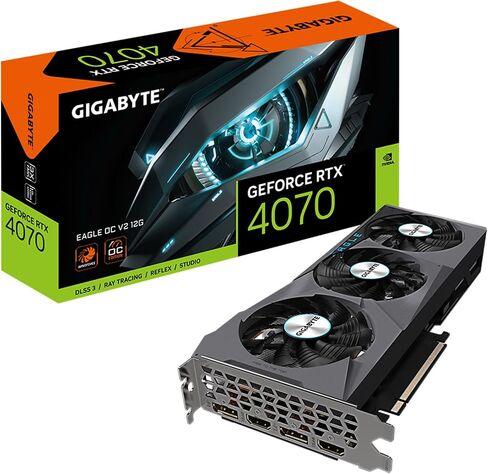 بطاقة رسومات GIGABYTE GeForce RTX 4070 Eagle OC V2 12G، 3X WINDFORCE Fans، 12GB 192-bit GDDR6X، بطاقة فيديو GV-N4070EAGLE OCV2-12GD in Saudi Arabia