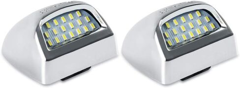 غطاء مجموعة مصابيح لوحة الترخيص LED من الكروم D-Lumina متوافق مع 1999-2013 Chevy Silverado GMC Sierra 1500 2500 3500 HD Suburban Tahoe Cadillac Escalade EXT Yukon XL، 6000K أبيض قطعتان in Kuwait