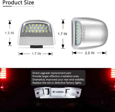 غطاء مجموعة مصابيح لوحة الترخيص LED من الكروم D-Lumina متوافق مع 1999-2013 Chevy Silverado GMC Sierra 1500 2500 3500 HD Suburban Tahoe Cadillac Escalade EXT Yukon XL، 6000K أبيض قطعتان in Kuwait