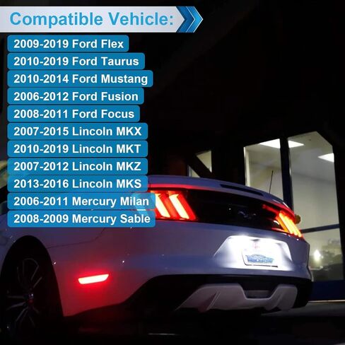 مصباح إضاءة لوحة ترخيص LED متوافق مع Fusion 2006-2012، Mustang 2010-2014، Taurus 10-19، Flex Focus Lincoln MKX MKZ MKT MKS Mercury Milan 6000K أبيض، حزمة من 2 in Kuwait