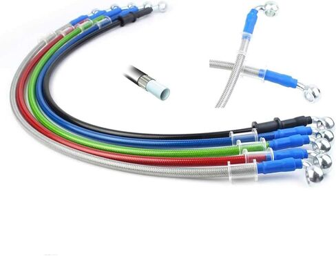400-2400mm AN3 1/8inch 28 90 Degree M10 Motorcycle Hydraulic Brake Line Oil Hose Pipe Fitting Stainless Steel Braided for ATV Motorcycle Motocross Pit Dirt Street Racing bike - 1400mm Blue in Saudi Arabia