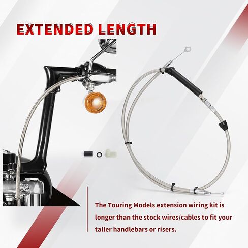 كابلات TIGERSGATE بطول 12 بوصة من Ape Hangers للتجول في CAN-Bus وTBW وخط الفرامل وكابل القابض بطول 2008-2013 Harley Touring Road King/Electra Glide/Street Glide/Road Glide غير ABS، فضي in Kuwait