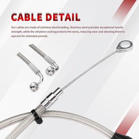 كابلات TIGERSGATE بطول 12 بوصة من Ape Hangers للتجول في CAN-Bus وTBW وخط الفرامل وكابل القابض بطول 2008-2013 Harley Touring Road King/Electra Glide/Street Glide/Road Glide غير ABS، فضي in Kuwait