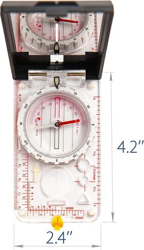 Sighting Compass Mirror Adjustable Declination - Boy Scout Compass Hiking Survival | Map Reading Compass Orienteering | Mirror Compass Hunting Camping - Kids Compass Navigation Waterproof Backpacking in Kuwait