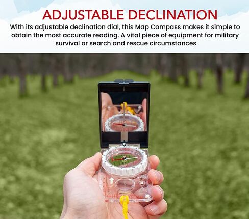Sighting Compass Mirror Adjustable Declination - Boy Scout Compass Hiking Survival | Map Reading Compass Orienteering | Mirror Compass Hunting Camping - Kids Compass Navigation Waterproof Backpacking in Kuwait