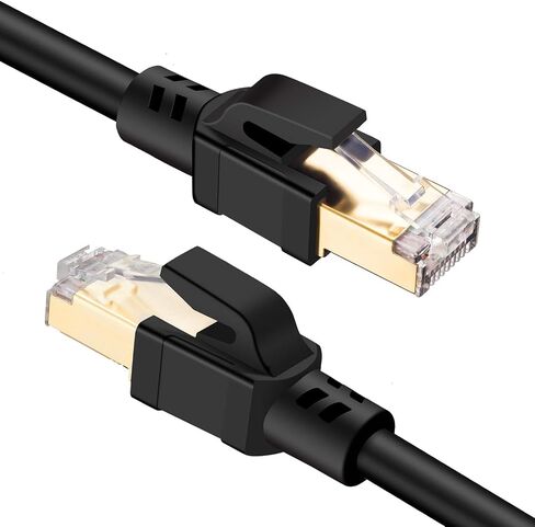كابل إيثرنت Cat8 بطول 50 قدم، كابل شبكة LAN عالي السرعة 26AWG Cat8 40 جيجابت في الثانية، 2000 ميجاهرتز مع موصل RJ45 مطلي بالذهب، مقاوم للطقس شديد التحمل S/FTP مقاوم للأشعة فوق البنفسجية للمودم، جهاز التوجيه/الألعاب/Xbox in Kuwait