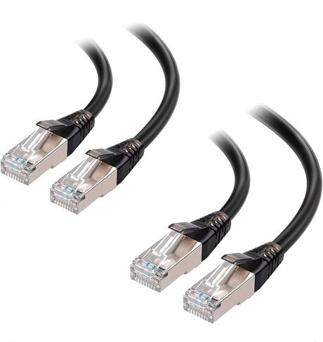 Cable Matters 2-Pack, 40Gbps Shielded Short Cat 8 Ethernet Cable 5ft in Black (2000 Mhz Category 8 Ethernet Cable, Cat8 Internet Cable, Gaming Ethernet Cable, LAN Cable Cat 8) - 5 Feet in Saudi Arabia