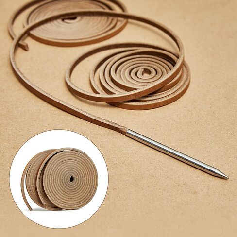 طقم دانتيل من قفازات البيسبول والكرة اللينة - 2 أربطة من الجلد الطبيعي مع إبرة ربط بطول 72 بوصة × عرض 3/16 بوصة in Kuwait