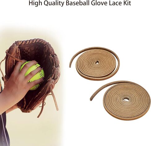 طقم دانتيل من قفازات البيسبول والكرة اللينة - 2 أربطة من الجلد الطبيعي مع إبرة ربط بطول 72 بوصة × عرض 3/16 بوصة in Kuwait