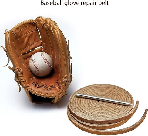 طقم دانتيل من قفازات البيسبول والكرة اللينة - 2 أربطة من الجلد الطبيعي مع إبرة ربط بطول 72 بوصة × عرض 3/16 بوصة in Kuwait