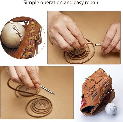 طقم دانتيل من قفازات البيسبول والكرة اللينة - 2 أربطة من الجلد الطبيعي مع إبرة ربط بطول 72 بوصة × عرض 3/16 بوصة in Kuwait