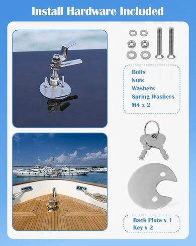 مزلاج على شكل مشبك على أرضية القارب من الدرجة البحرية 316 من الفولاذ المقاوم للصدأ نمط قفل مقبض الرفع مع مفتاحين ومسمارين in Kuwait