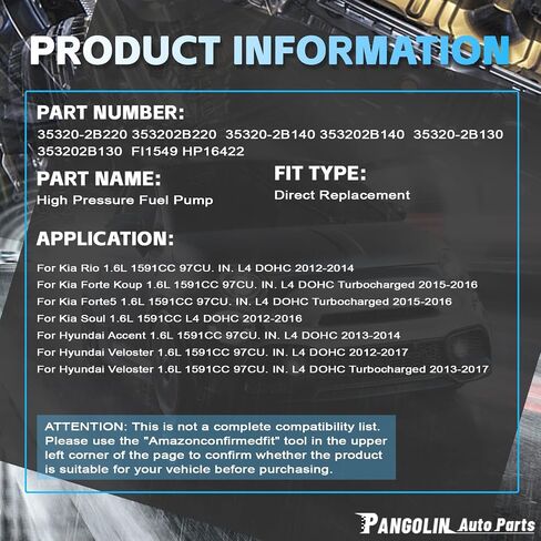 PANGOLIN 35320-2B220 Direct Injection High Pressure Fuel Pump for Hyundai & Kia Aftermarket Parts in Saudi Arabia