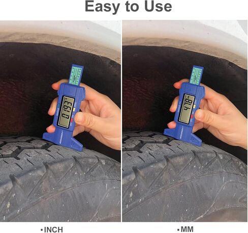 مقياس عمق مداس الإطارات GODESON، مقياس عمق مداس الإطارات الرقمي بالبوصة/مم مع شاشة LCD كبيرة وأداة قياس عمق مداس الإطارات للسيارات والشاحنات والدراجات النارية (أزرق) in Kuwait