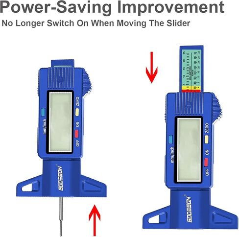 مقياس عمق مداس الإطارات GODESON، مقياس عمق مداس الإطارات الرقمي بالبوصة/مم مع شاشة LCD كبيرة وأداة قياس عمق مداس الإطارات للسيارات والشاحنات والدراجات النارية (أزرق) in Kuwait