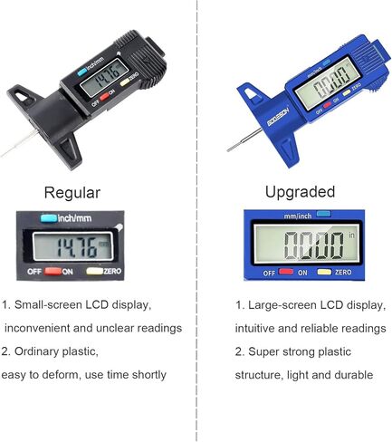 مقياس عمق مداس الإطارات GODESON، مقياس عمق مداس الإطارات الرقمي بالبوصة/مم مع شاشة LCD كبيرة وأداة قياس عمق مداس الإطارات للسيارات والشاحنات والدراجات النارية (أزرق) in Kuwait