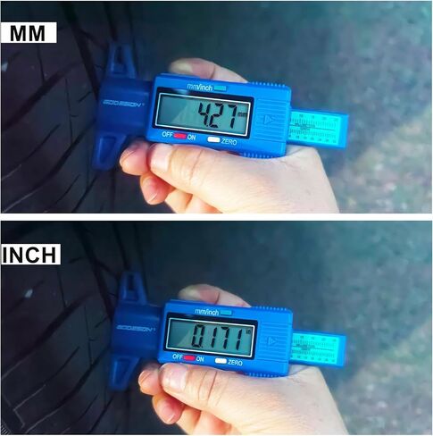 مقياس عمق مداس الإطارات GODESON، مقياس عمق مداس الإطارات الرقمي بالبوصة/مم مع شاشة LCD كبيرة وأداة قياس عمق مداس الإطارات للسيارات والشاحنات والدراجات النارية (أزرق) in Kuwait