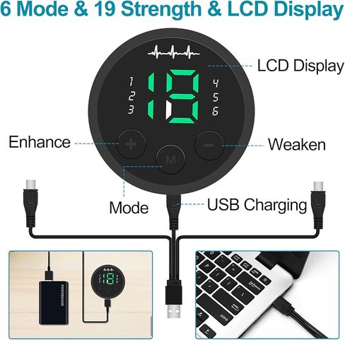 جهاز تحفيز عضلات البطن SPORTLIMIT، معدات تمارين اللياقة البدنية المحمولة القابلة لإعادة الشحن عبر USB مع 10 قطع من وسادات الجل المجانية للرجال والنساء، أحدث طراز 6 أوضاع، 19 مستوى من الشدة in Kuwait