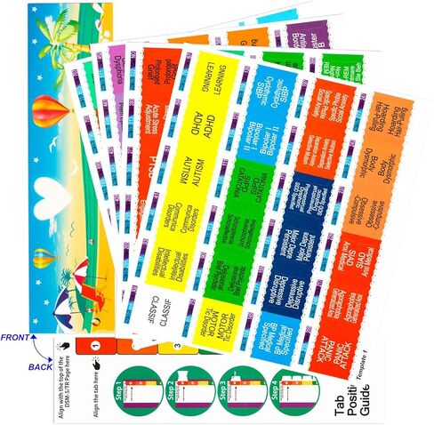 Index Tabs for DSM-5, 96 Diagnoses Disorders Guide Colored Tabs with Page Markers and Alignment Guide Solid Color in Kuwait