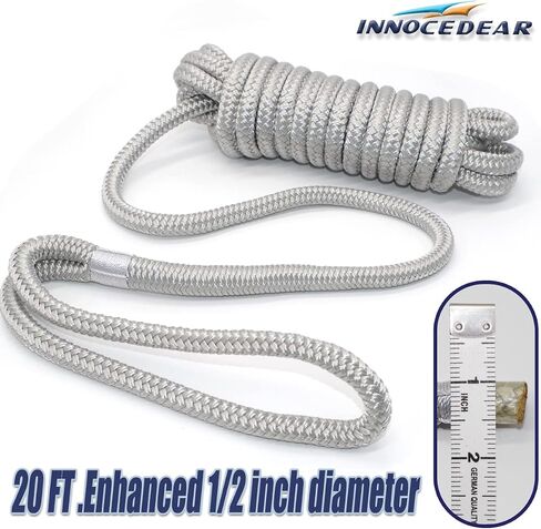 Double-Braided Nylon Dock Line-1/2 x 20' (Eyelet: 12 inch, 4 Pack Blue Reflective,Professional Boat Rope).Hi-Performance Marine Boats Mooring Rope Dock Line in Saudi Arabia