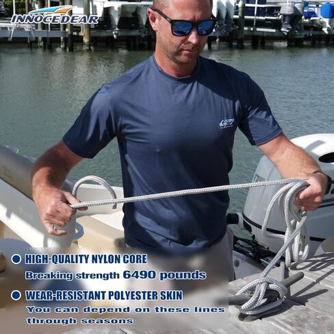 Double-Braided Nylon Dock Line-1/2 x 20' (Eyelet: 12 inch, 4 Pack Blue Reflective,Professional Boat Rope).Hi-Performance Marine Boats Mooring Rope Dock Line in Saudi Arabia