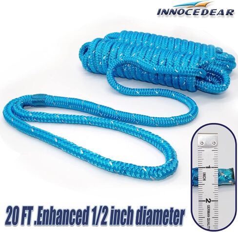 Double-Braided Nylon Dock Line-1/2 x 20' (Eyelet: 12 inch, 4 Pack Blue Reflective,Professional Boat Rope).Hi-Performance Marine Boats Mooring Rope Dock Line in Saudi Arabia