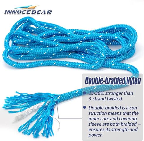 Double-Braided Nylon Dock Line-1/2 x 20' (Eyelet: 12 inch, 4 Pack Blue Reflective,Professional Boat Rope).Hi-Performance Marine Boats Mooring Rope Dock Line in Saudi Arabia