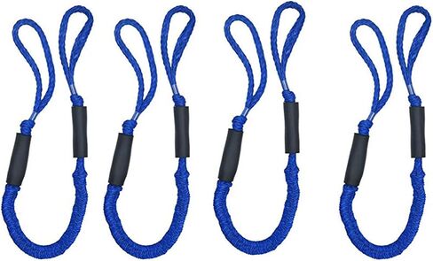 Bungee Dock Line Mooring Rope for Boat 4ft Black 4 Pack, Boat Tie Downs for Docking Bungee Cords Accessories for Boating PWC, Jet Ski, Watercraft, Pontoon, Bass, Kayak, Sea Doo, Fishing and John Boats in Kuwait