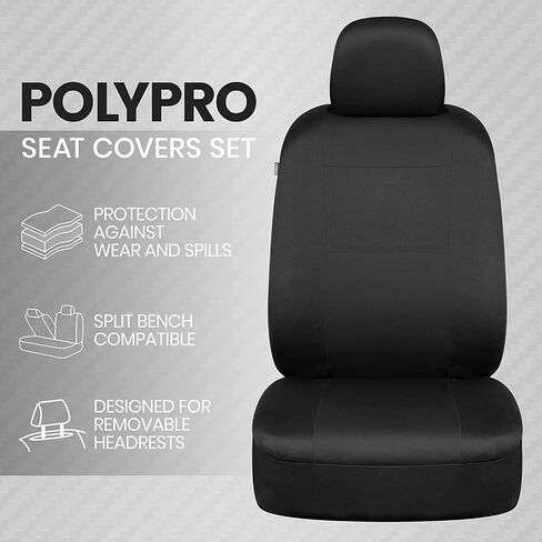 BDK PolyPro Car Seat Covers Front Set in Beige Tan on Black – 2 Front Seat Covers for Cars, Easy to Install Car Seat Cover Set, Car Accessories for Auto Trucks Van SUV in Saudi Arabia