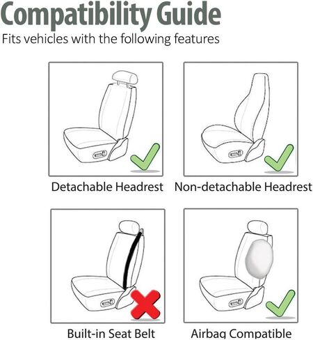FH Group Front Set Cloth Car Seat Covers for Bucket Seats, 1-Piece Seat Cover, Universal Fit, Airbag Compatible, SUV, Van, Seat Covers, Beige in Saudi Arabia