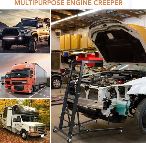 زاحف محرك السيارات القابل للتعديل من Towallmark، سطح مبطن سميك، زاحف سيارة قابل للطي بسعة 400 رطل للمرآب المنزلي، وصيانة ورشة العمل in Kuwait