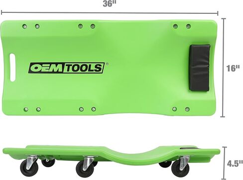 OEMTOOLS 24977 36" Mechanic’s Creeper with Headrest, Low Profile Creeper, Automotive Creeper, 350 Pound Weight Capacity, Green in Saudi Arabia