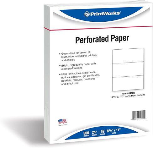 PrintWorks Half Sheet Perforated Paper, 8.5 x 11, 24 lb, 500 Sheets, White (04118) in Saudi Arabia