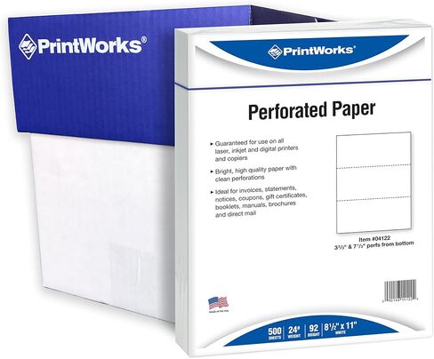 PrintWorks Half Sheet Perforated Paper, 8.5 x 11, 24 lb, 500 Sheets, White (04118) in Saudi Arabia