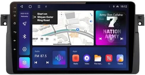 لسيارات BMW E46 1998-2006 Android 12 ستيريو سيارة مع Carplay لاسلكي / Android Auto WiFi 2 + 32G 4 Core GPS Navigation Radio Player 9 ''HD شاشة تعمل باللمس كاميرا احتياطية صوتية وحدة رأس الوسائط المتعددة in Kuwait