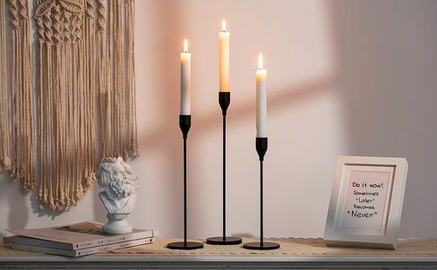 Candlestick Holders Set of 6 - Candlestick Holder for Taper Candles - Modern and Elegant Metal Candle Holders - Tall Candlesticks Ideal for Weddings and Anniversaries (Matte Black) in Saudi Arabia