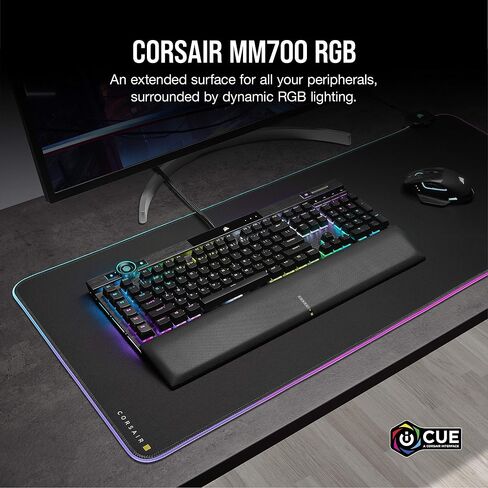 لوحة ماوس الألعاب CORSAIR MM700 RGB من القماش الممتد - 36.6 بوصة × 15.8 بوصة - إضاءة RGB 360 درجة - محور منفذ USB - مطاط سميك - أسود in Saudi Arabia
