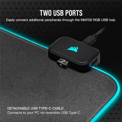 لوحة ماوس الألعاب CORSAIR MM700 RGB من القماش الممتد - 36.6 بوصة × 15.8 بوصة - إضاءة RGB 360 درجة - محور منفذ USB - مطاط سميك - أسود in Saudi Arabia