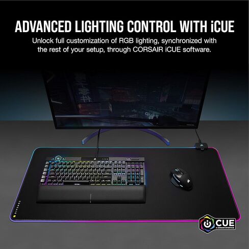لوحة ماوس الألعاب CORSAIR MM700 RGB من القماش الممتد - 36.6 بوصة × 15.8 بوصة - إضاءة RGB 360 درجة - محور منفذ USB - مطاط سميك - أسود in Saudi Arabia