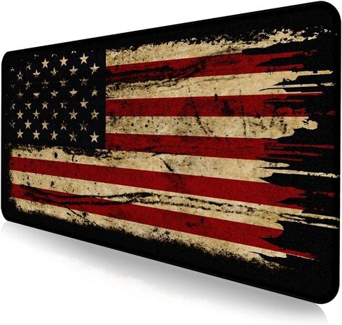 Large Extended Gaming Mouse Pad with Stitched Edges, Non-Slip Waterproof Rubber Base Mouse Pad for Office, Computer, Keyboard, Laptop and Home Desk Pad 35.4 x 15.7 x 0.12 Inch (American Antique Flag) in Saudi Arabia