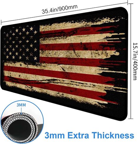 Large Extended Gaming Mouse Pad with Stitched Edges, Non-Slip Waterproof Rubber Base Mouse Pad for Office, Computer, Keyboard, Laptop and Home Desk Pad 35.4 x 15.7 x 0.12 Inch (American Antique Flag) in Saudi Arabia