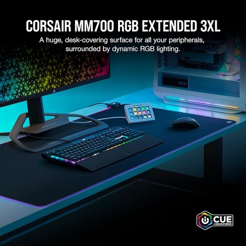 CORSAIR MM700 RGB Extended Cloth Gaming Mouse Pad - 36.6" x 15.8" - 360° RGB Lighting - Two USB Port Hub - Thick Rubber - Black in Saudi Arabia